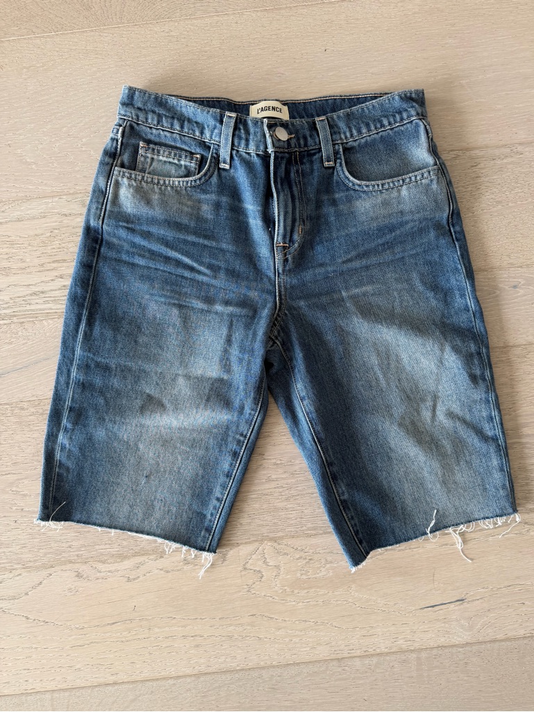 L'agence Women’s Medium Blue Raw-Hem Denim Shorts